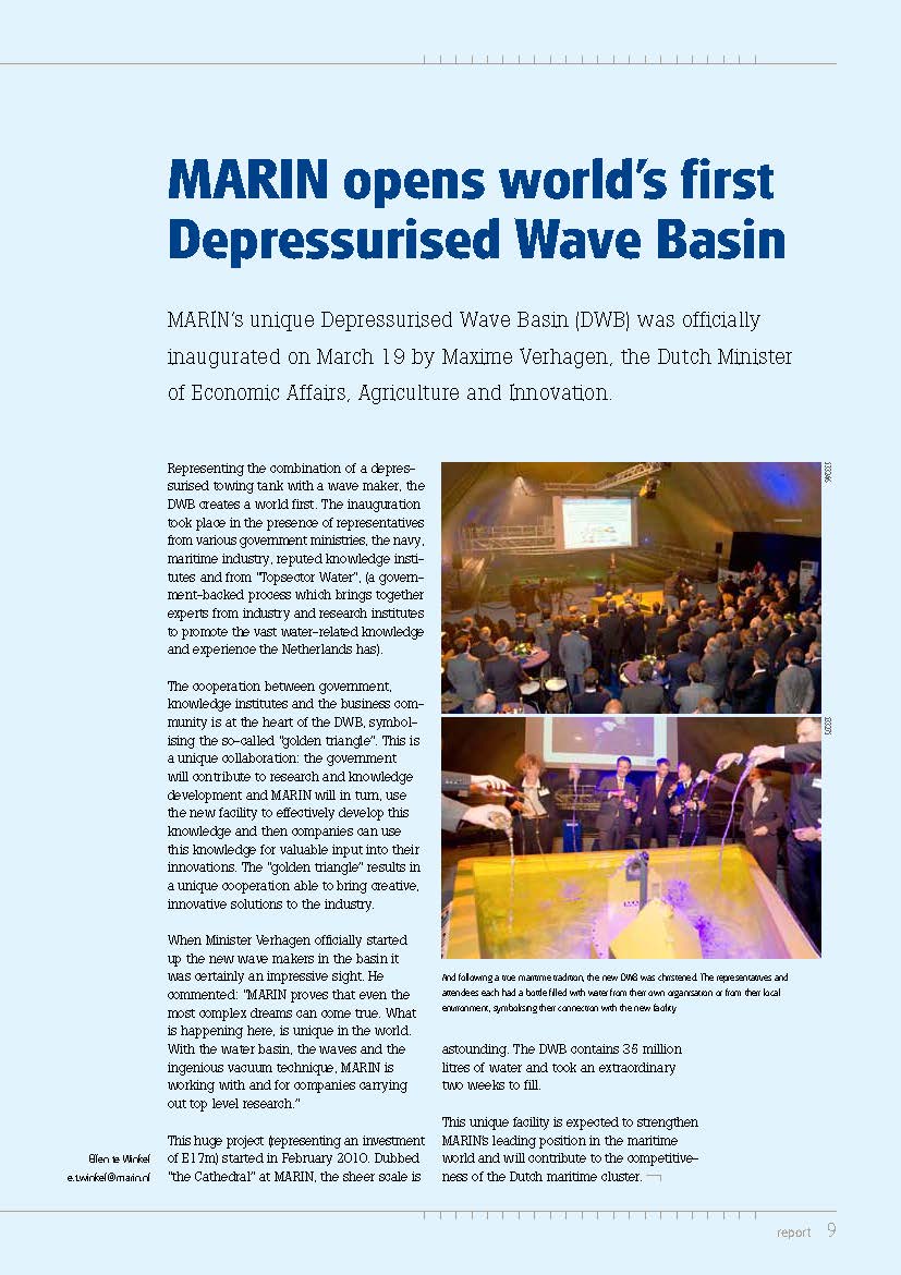 MARIN opens world’s first Depressurised Wave Basin