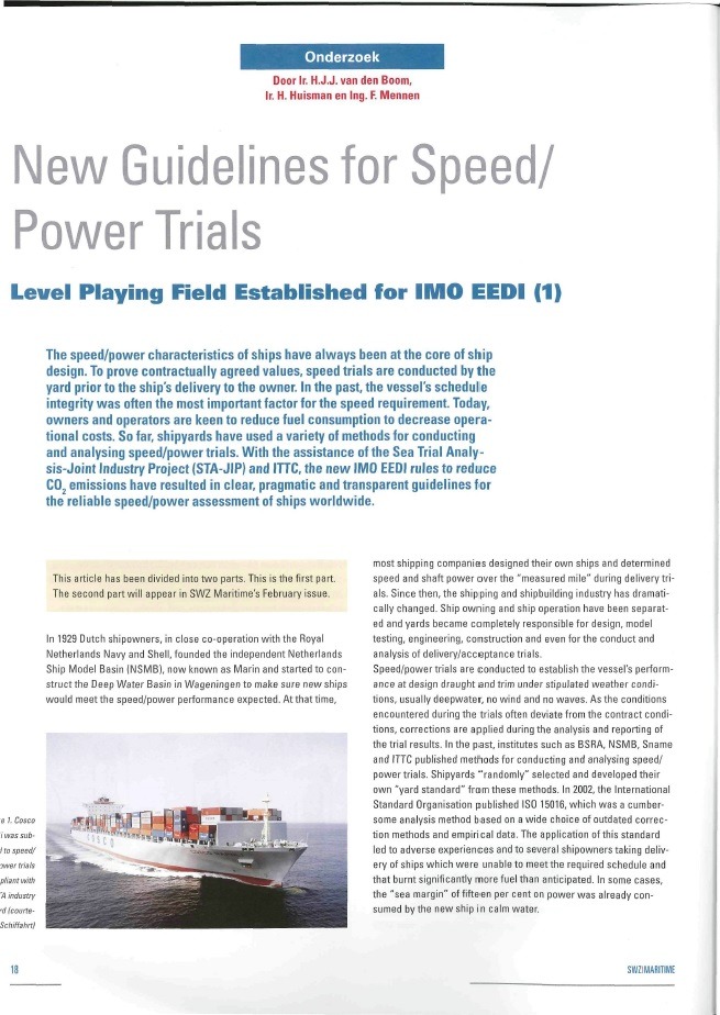 New Guidelines for Speed/ Power Trials